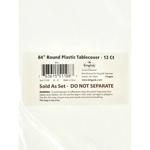 12ct. - 84" Round Plastic Tablecover Easy Clean Up Party Wedding Birthday New - Picture 2 of 4